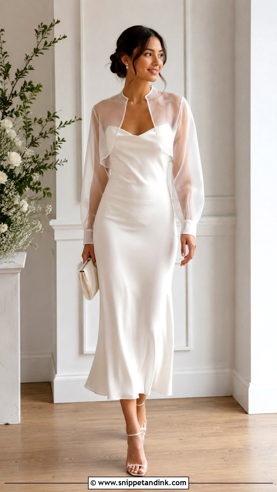 Sheer Wedding Bolero With Slip Dress - Snippet and Ink - 25 Wedding Bolero Ideas