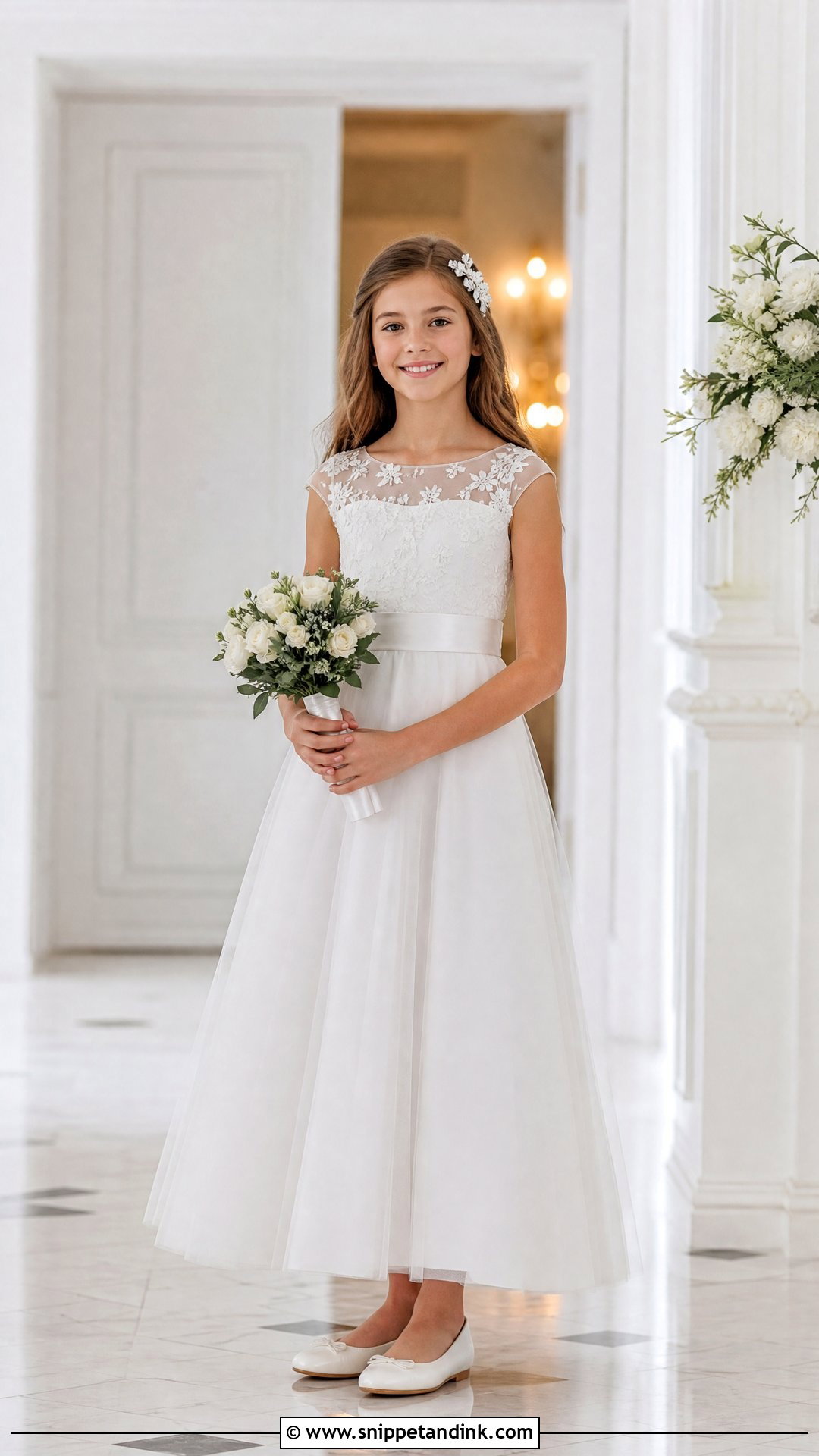 Sheer Yoke Little Bride Gown - Snippet and Ink - 25 Little Bride Gown Styles for Kids