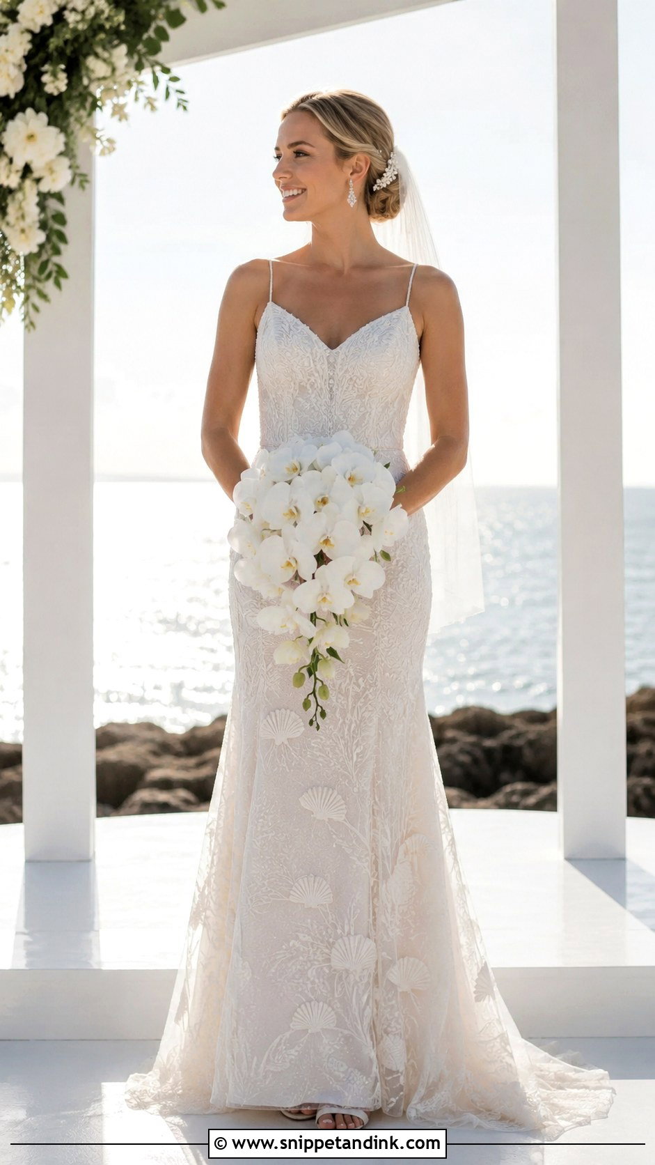 Shell Embroidered Ocean Wedding Dress - Snippet and Ink - 20 Ocean Wedding Dress Ideas