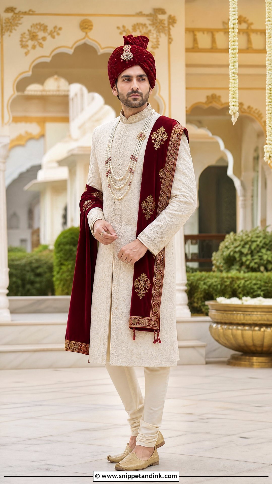 Sherwani With Contrasting Shawl - Snippet and Ink - 20 Sherwani for Wedding Ideas