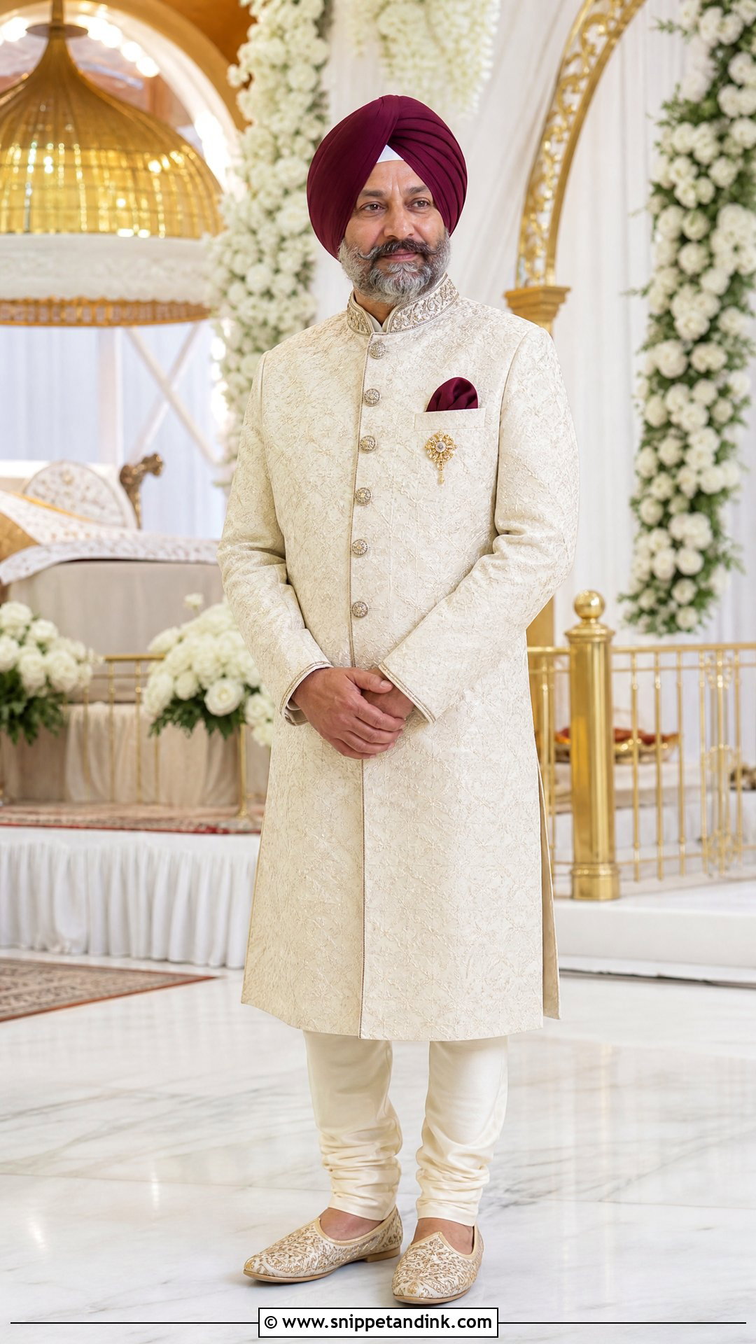 Sherwani With Turban for Sikh Wedding - Snippet and Ink - 20 Father Dress for Indian Wedding Ideas