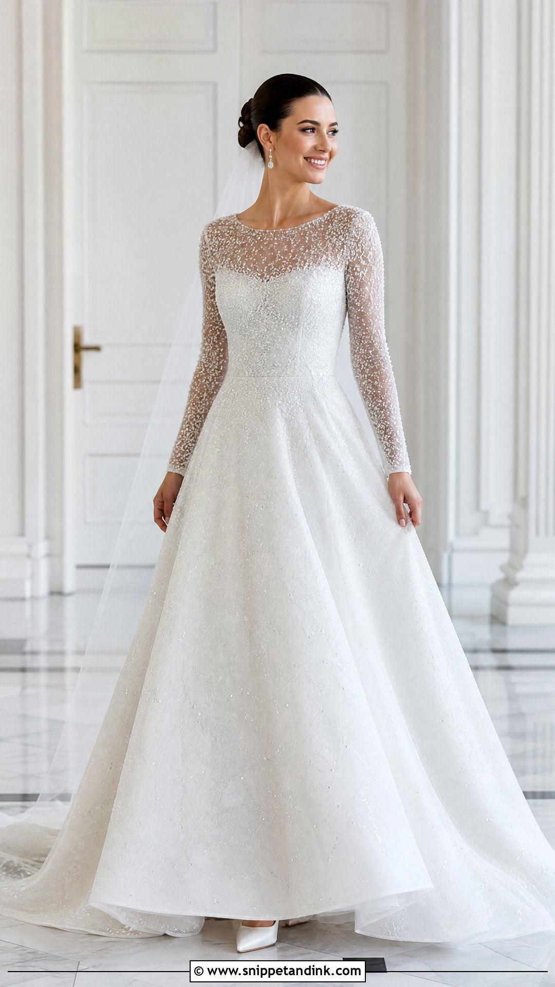 Shimmer Long Sleeve Wedding Dress - Snippet and Ink - 20 Shimmer Wedding Dress Ideas