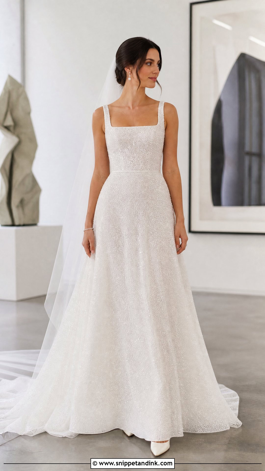 Shimmer Square Neck Wedding Dress - Snippet and Ink - 20 Shimmer Wedding Dress Ideas