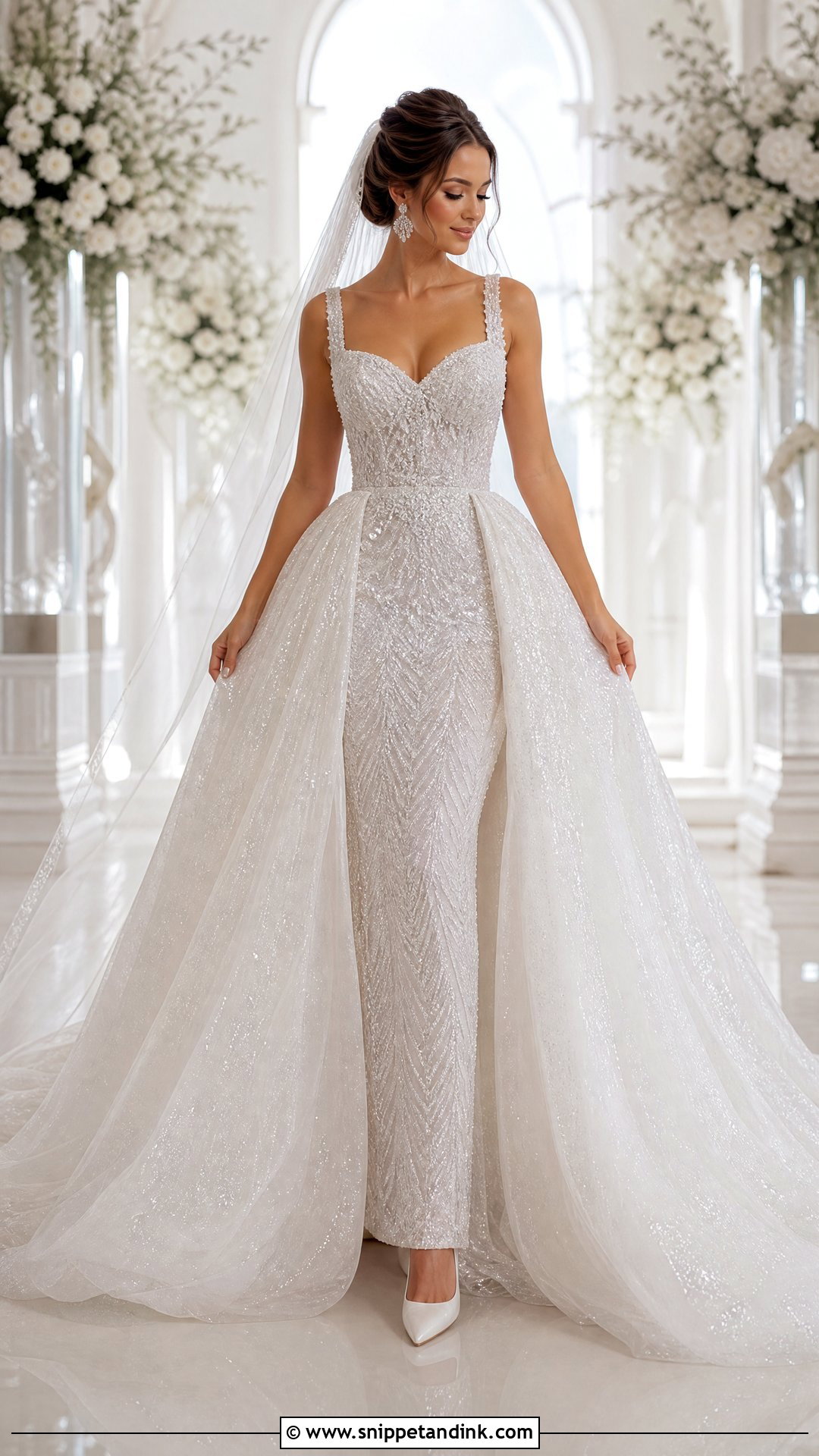 Shimmer Wedding Dress With Detachable Overskirt - Snippet and Ink - 20 Shimmer Wedding Dress Ideas