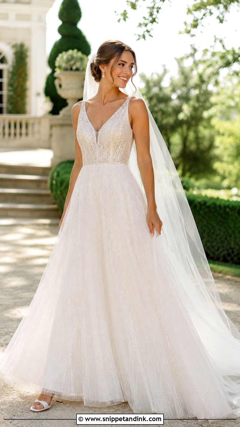 Shimmery A Line Wedding Dress - Snippet and Ink - 20 Shimmery Wedding Dress Ideas