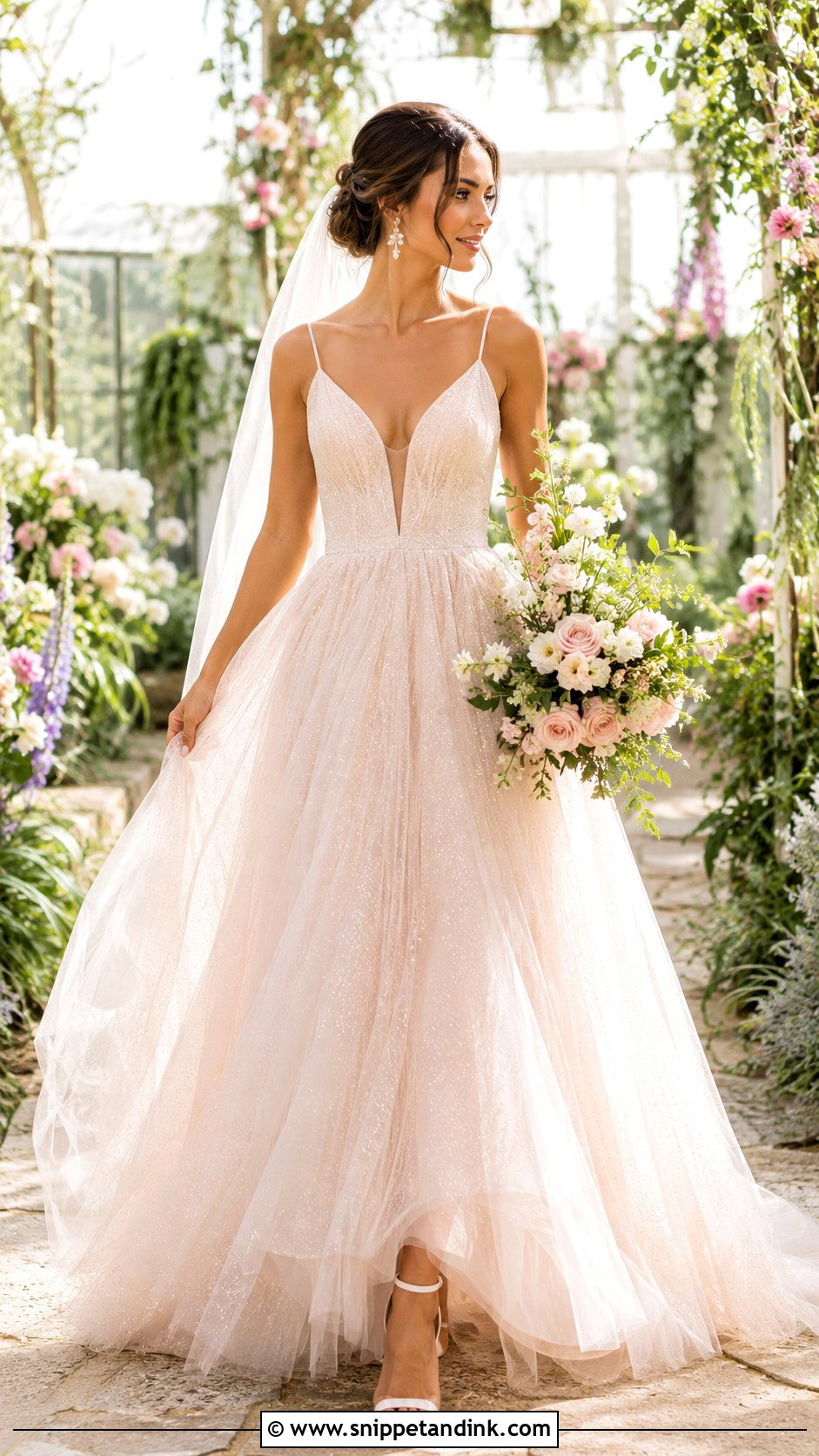 Shimmery Blush Wedding Dress - Snippet and Ink - 20 Shimmery Wedding Dress Ideas