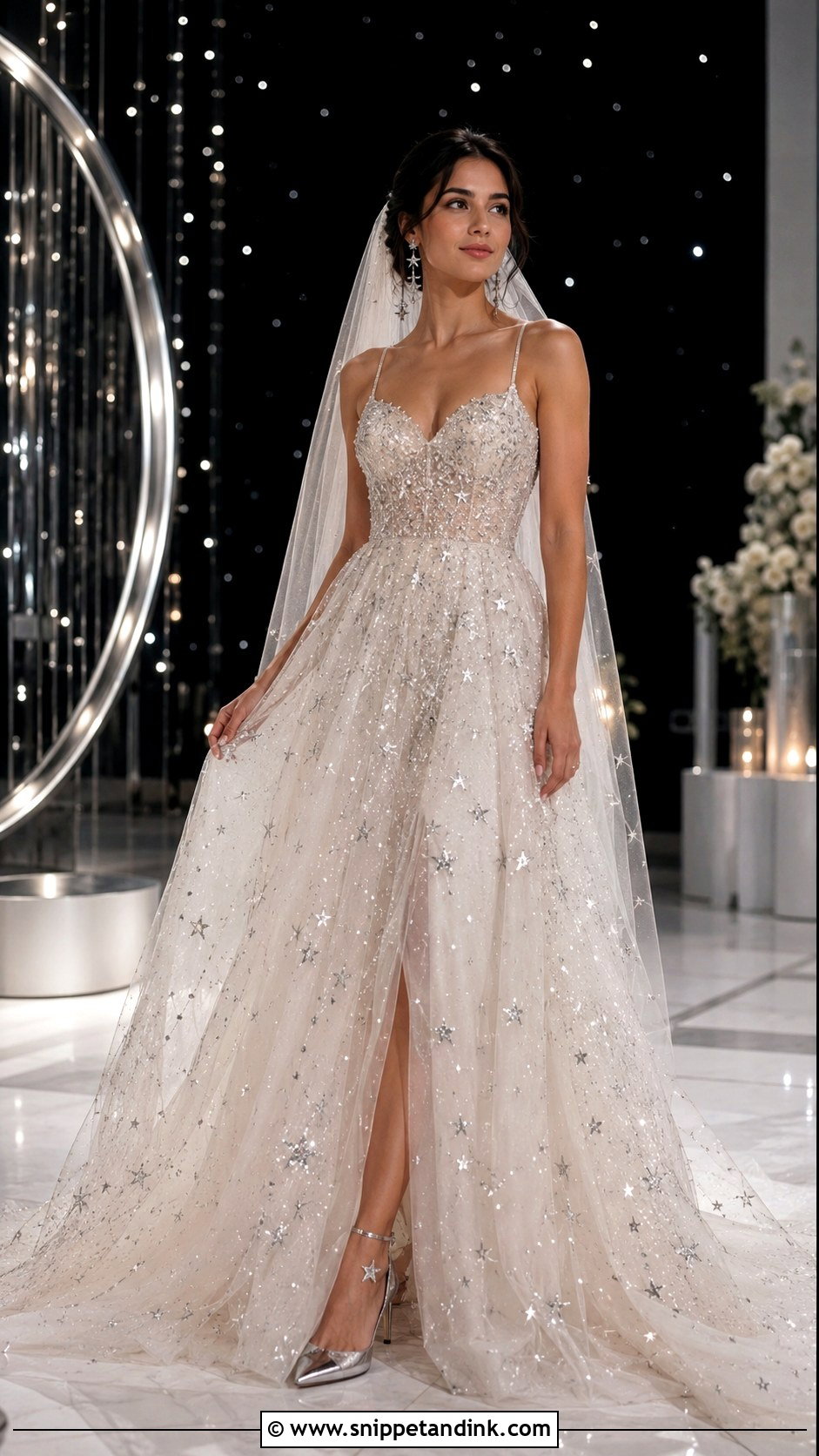 Shimmery Celestial Wedding Dress - Snippet and Ink - 20 Shimmery Wedding Dress Ideas