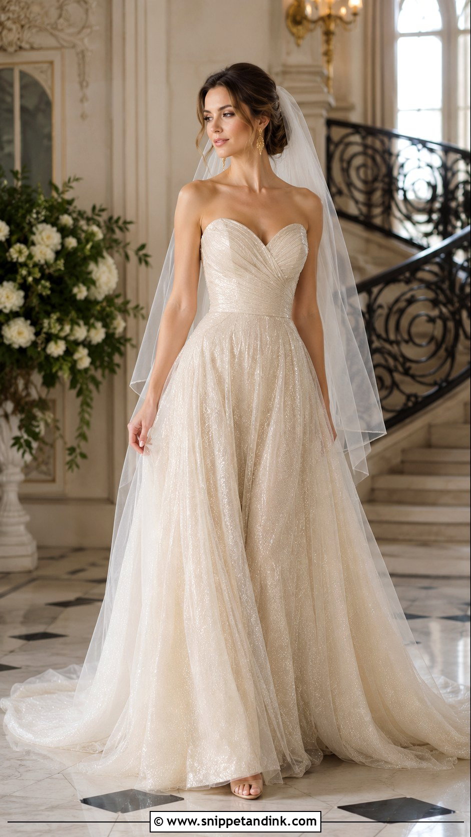 Shimmery Champagne Wedding Dress - Snippet and Ink - 20 Shimmery Wedding Dress Ideas
