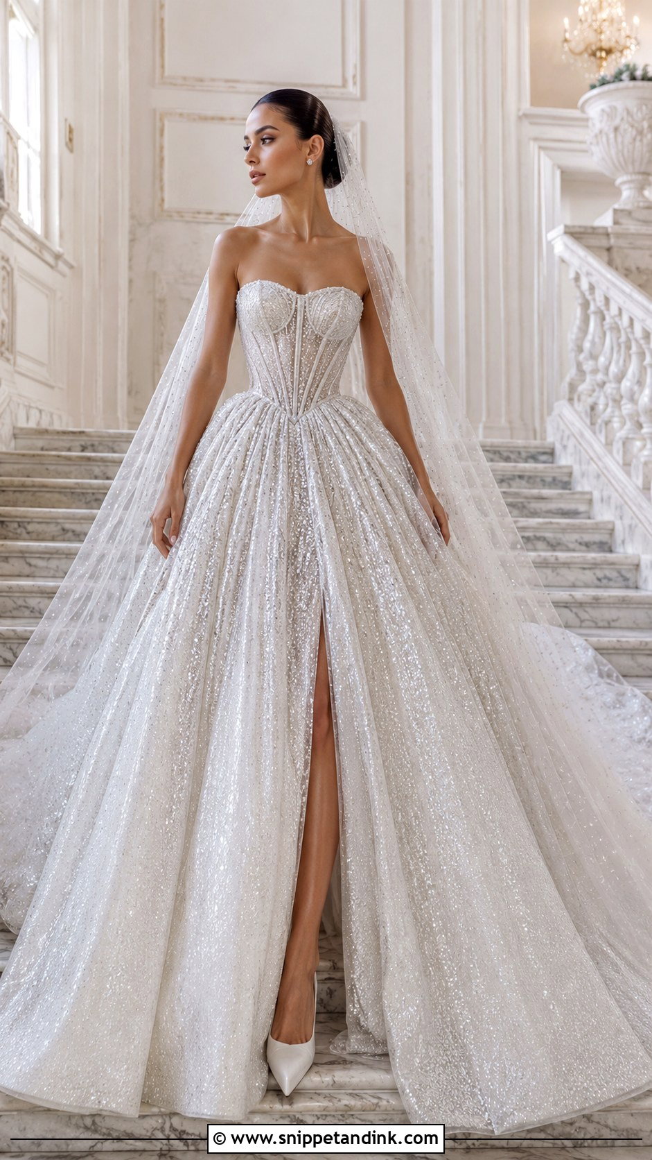 Shimmery Corset Ball Gown Wedding Dress - Snippet and Ink - 20 Shimmery Wedding Dress Ideas