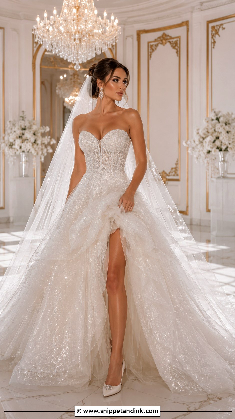 Shimmery Glitter Tulle Ball Gown - Snippet and Ink - 20 Shimmery Wedding Dress Ideas