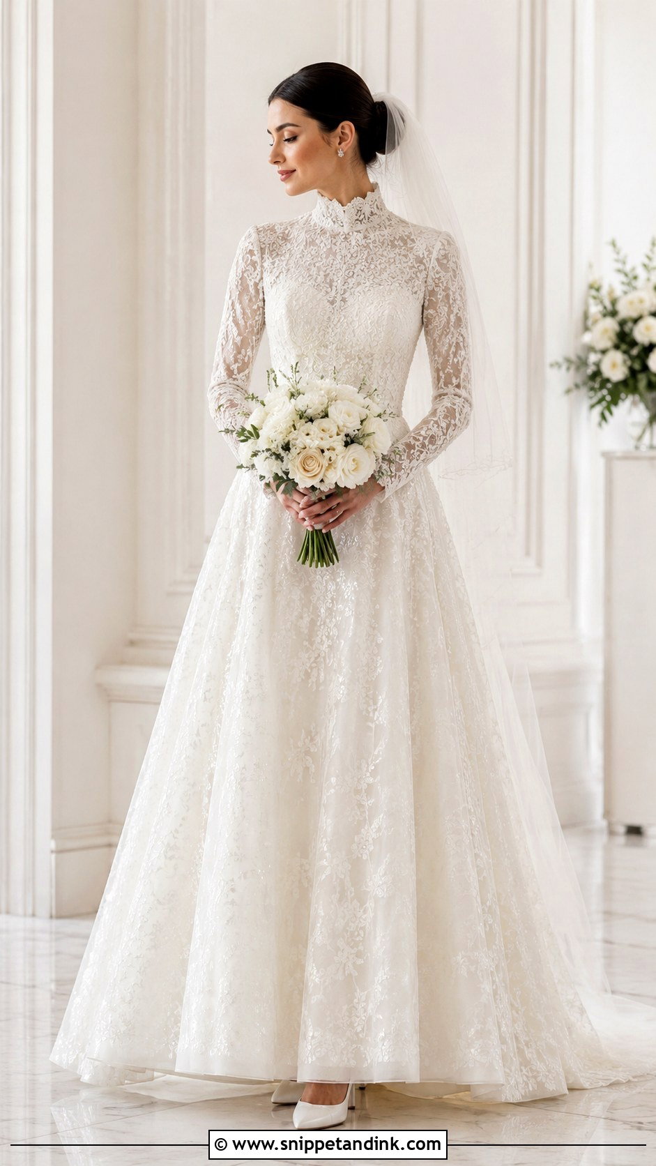 Shimmery High Neck Wedding Dress - Snippet and Ink - 20 Shimmery Wedding Dress Ideas
