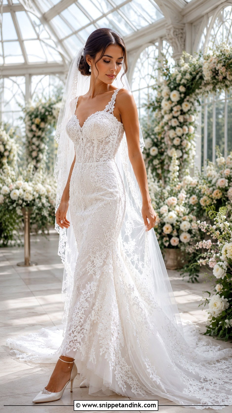 Shimmery Pearl And Crystal Lace Wedding Dress - Snippet and Ink - 20 Shimmery Wedding Dress Ideas