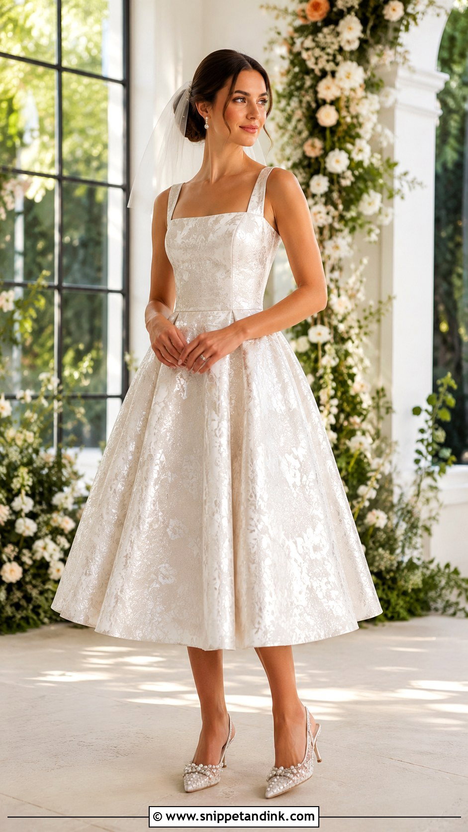 Shiny Tea Length Wedding Dress - Snippet and Ink - 20 Shiny Wedding Dress Ideas