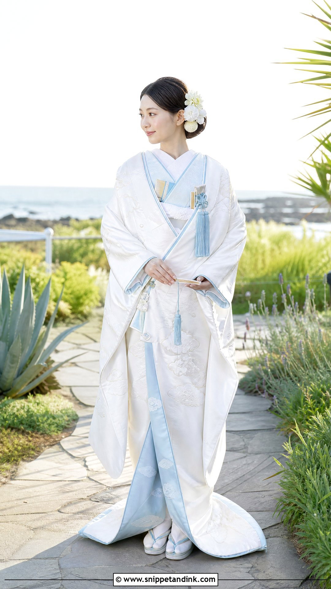 Shiromuku With Blue Kakeshita - Snippet and Ink - 20 Shiromuku Wedding Kimono Ideas