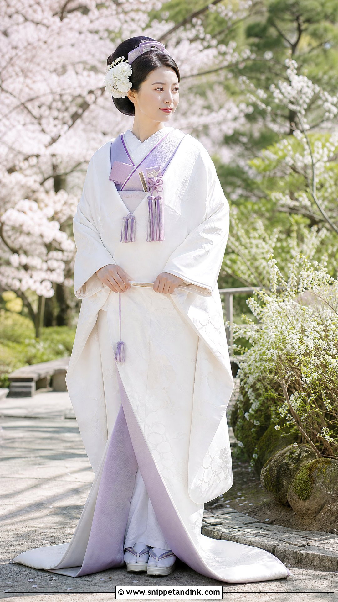 Shiromuku With Purple Kakeshita - Snippet and Ink - 20 Shiromuku Wedding Kimono Ideas