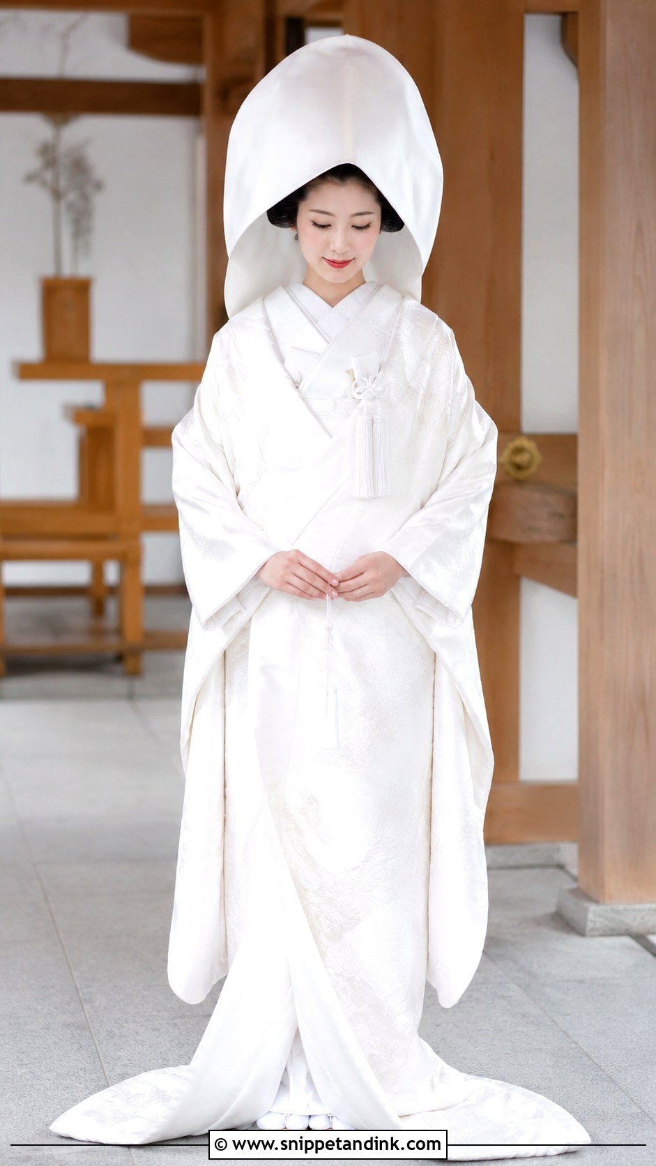 Shiromuku With Tsunokakushi Headpiece - Snippet and Ink - 30 Japanese Wedding Dress Ideas