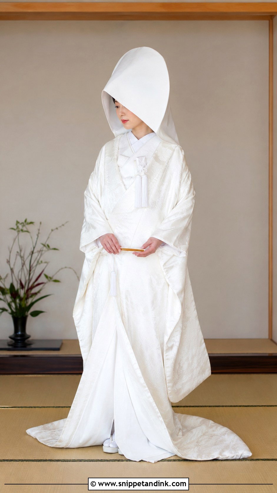 Shiromuku With Tsunokakushi - Snippet and Ink - 25 Traditional Japanese Wedding Dress Ideas