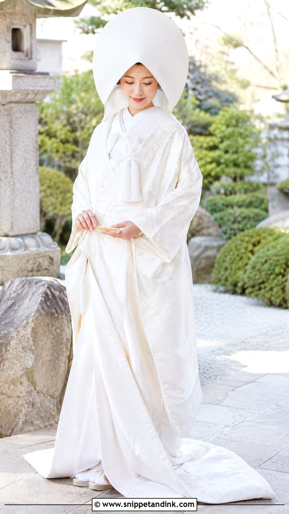 Shiromuku With Wataboshi Wedding Dress - Snippet and Ink - 20 Modern Japanese Wedding Dress Ideas