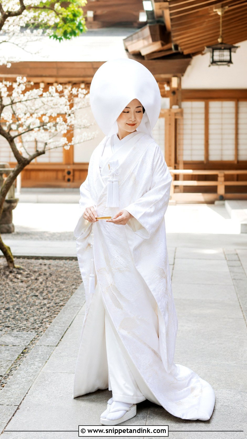 Shiromuku With Wataboshi - Snippet and Ink - 25 Traditional Japanese Wedding Dress Ideas