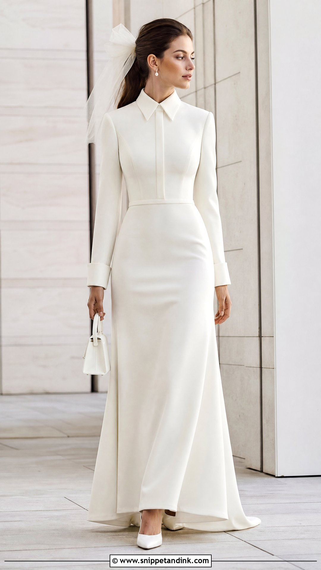 Shirt Collar Crepe Wedding Dress - Snippet and Ink - 20 Wedding Dress with Collar Ideas