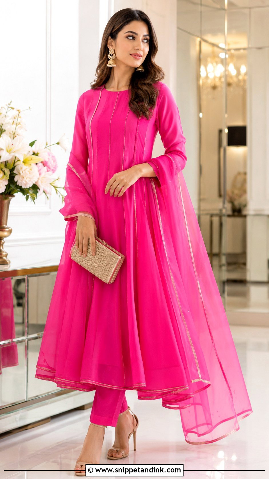 Shocking Pink Anarkali Dress With Trousers - Snippet and Ink - 25 Pakistani Shocking Pink Dress Ideas