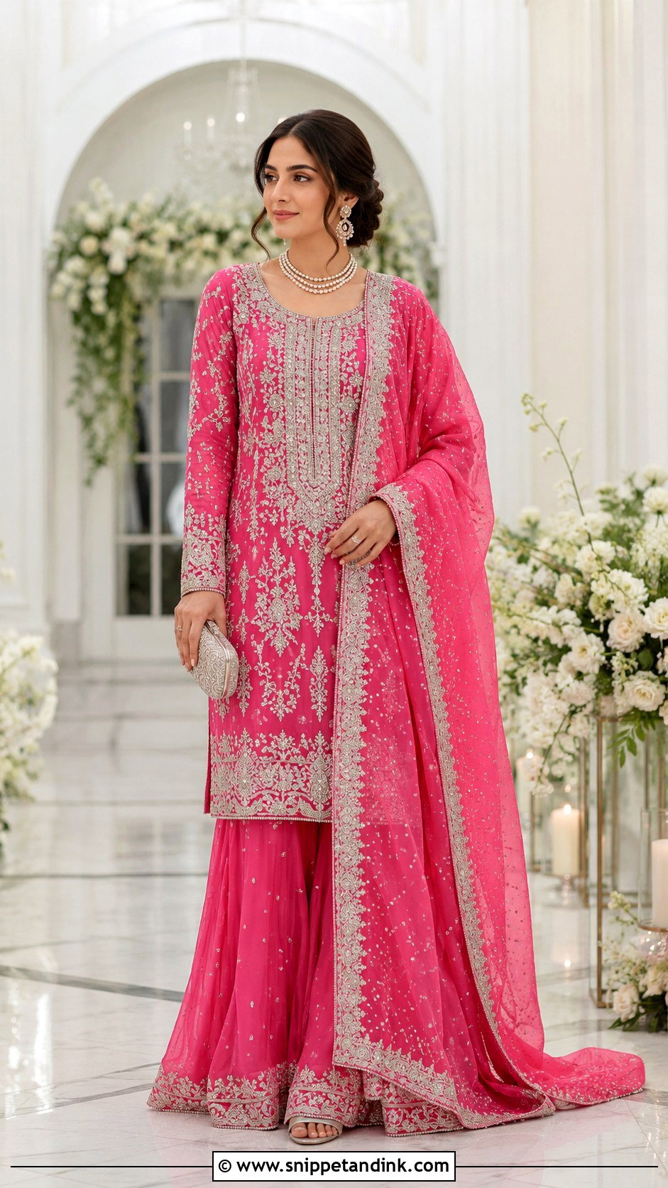 Shocking Pink Nikkah Dress With Silver Work - Snippet and Ink - 25 Pakistani Shocking Pink Dress Ideas
