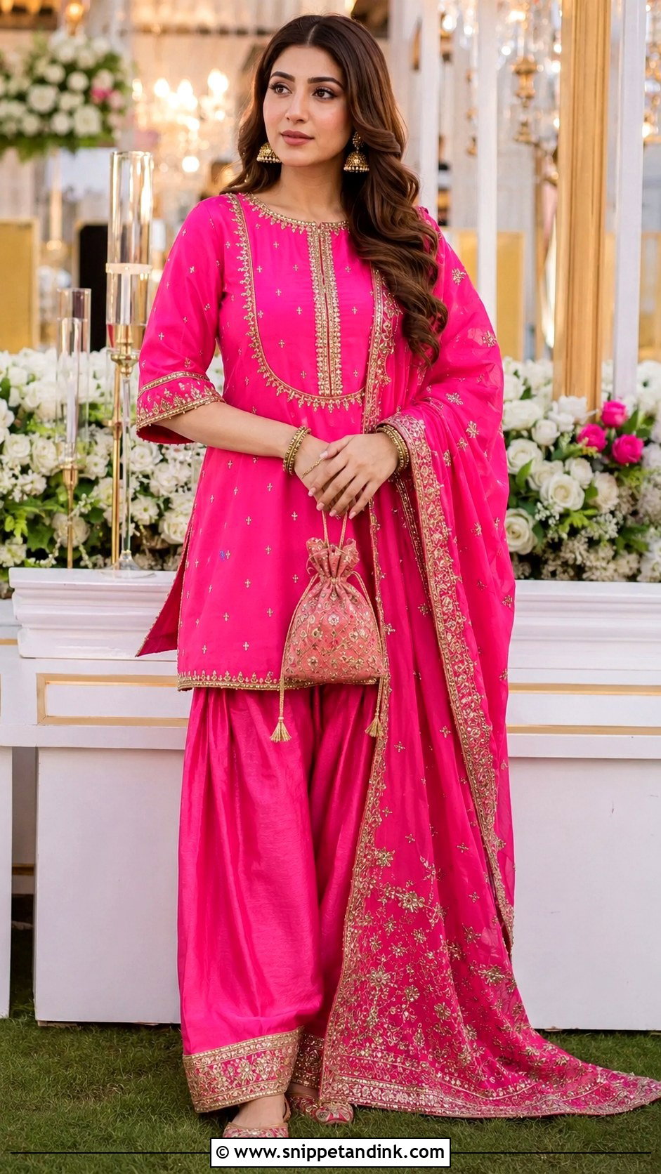Shocking Pink Short Shirt With Dhaka Pajama - Snippet and Ink - 25 Pakistani Shocking Pink Dress Ideas