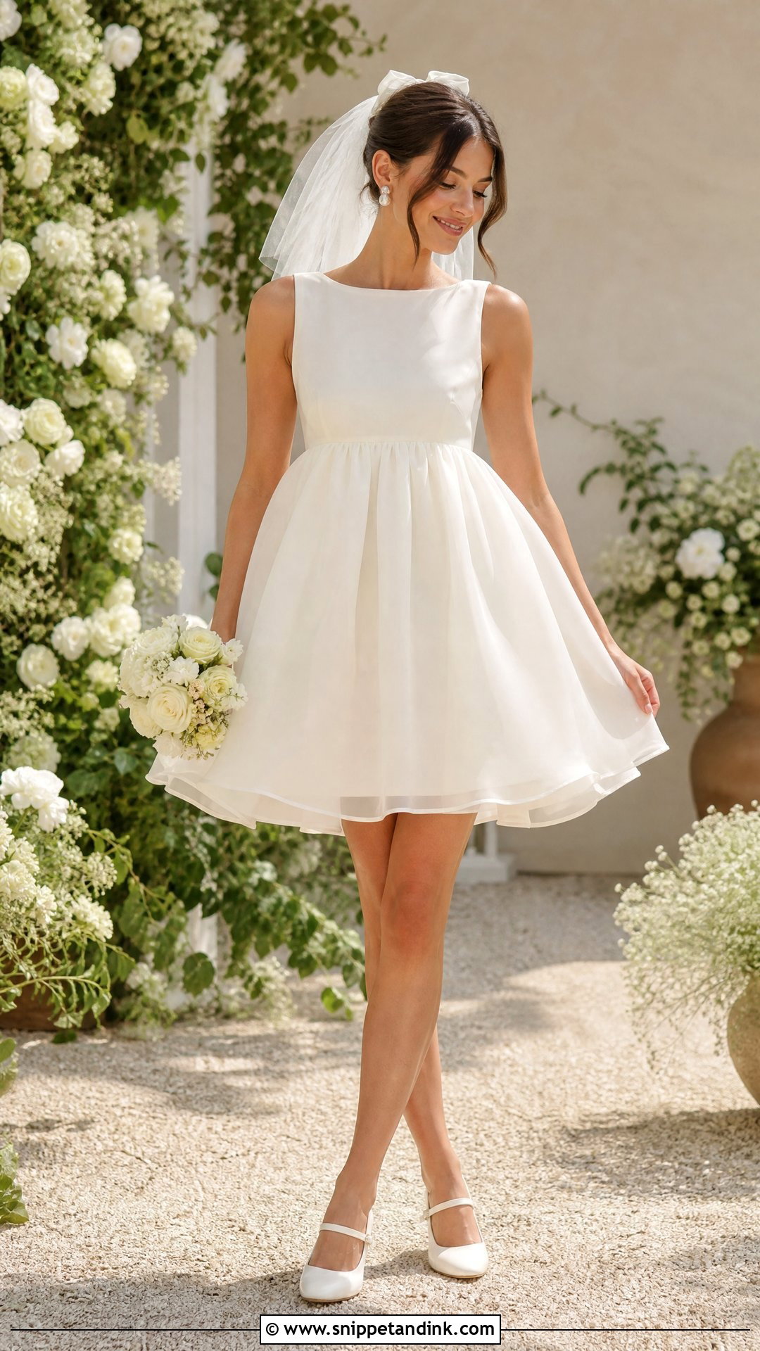 Short 60s Babydoll Wedding Dress With Mary Janes - Snippet and Ink - 20 Short 60s Wedding Dress Ideas
