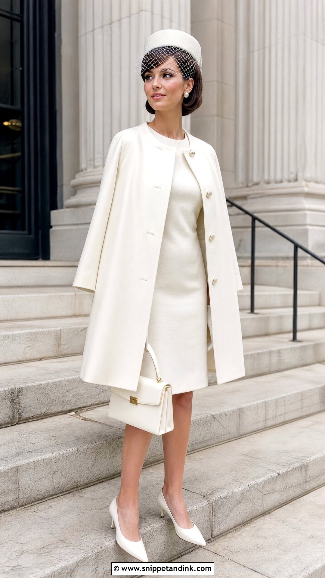 Short 60s Courthouse Wedding Dress With Coat - Snippet and Ink - 20 Short 60s Wedding Dress Ideas