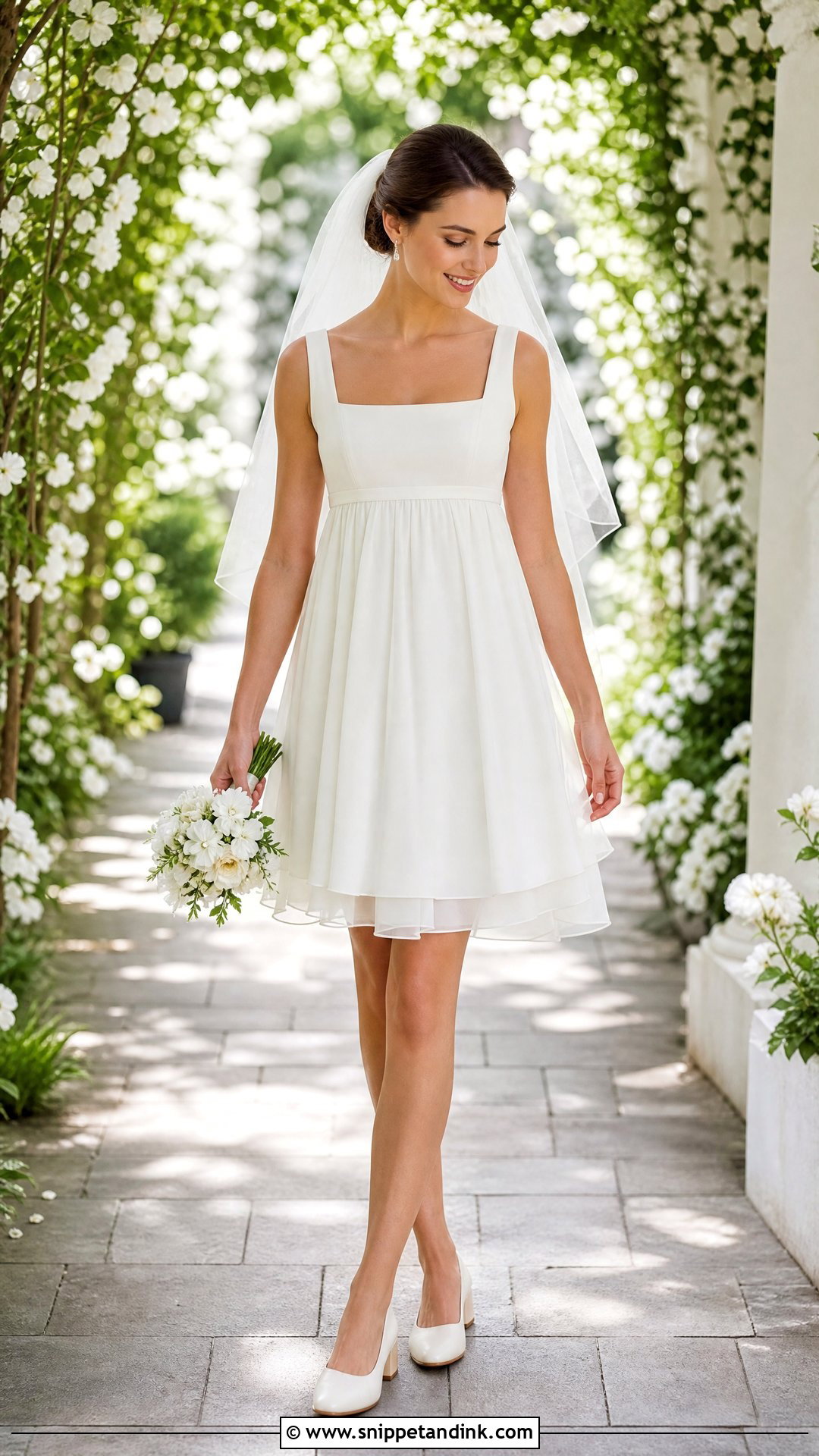 Short 60s Empire Waist Wedding Dress - Snippet and Ink - 20 Short 60s Wedding Dress Ideas