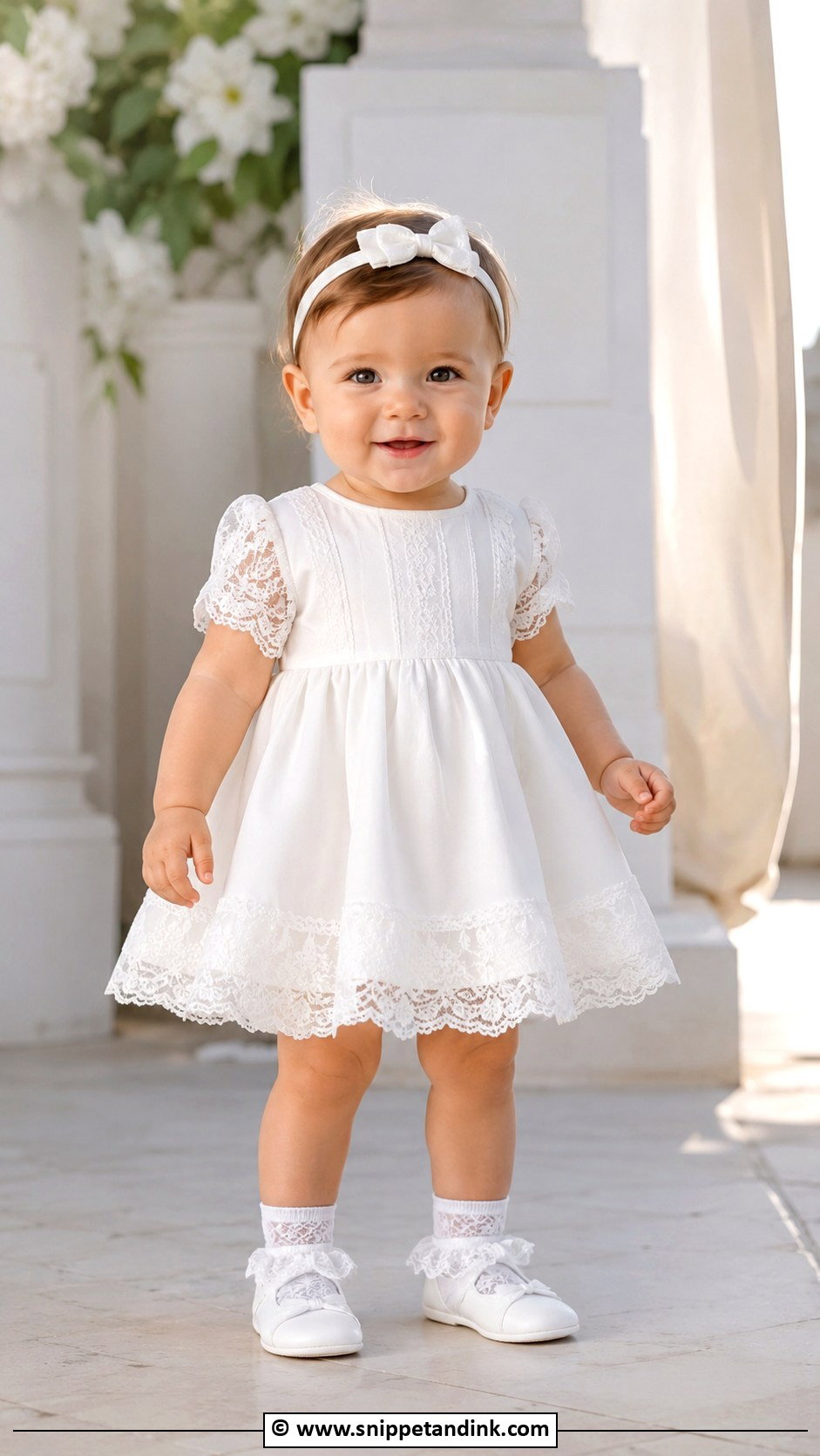 Short Baptism Dress With Lace Socks - Snippet and Ink - 25 Baby Girl Baptism Dress Ideas