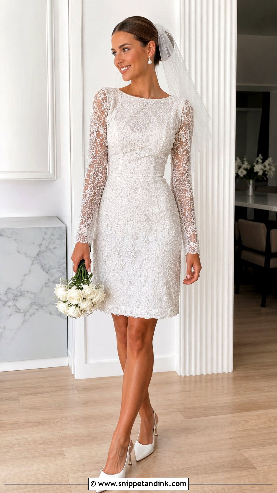 Short Beaded Lace Wedding Dress - Snippet and Ink - 20 Beaded Lace Wedding Dress Ideas