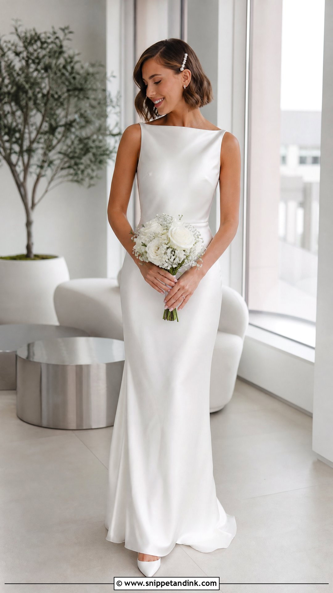 Short Bob Hair Down Bridal Look - Snippet and Ink - 20 Hair Down Bridal Styles