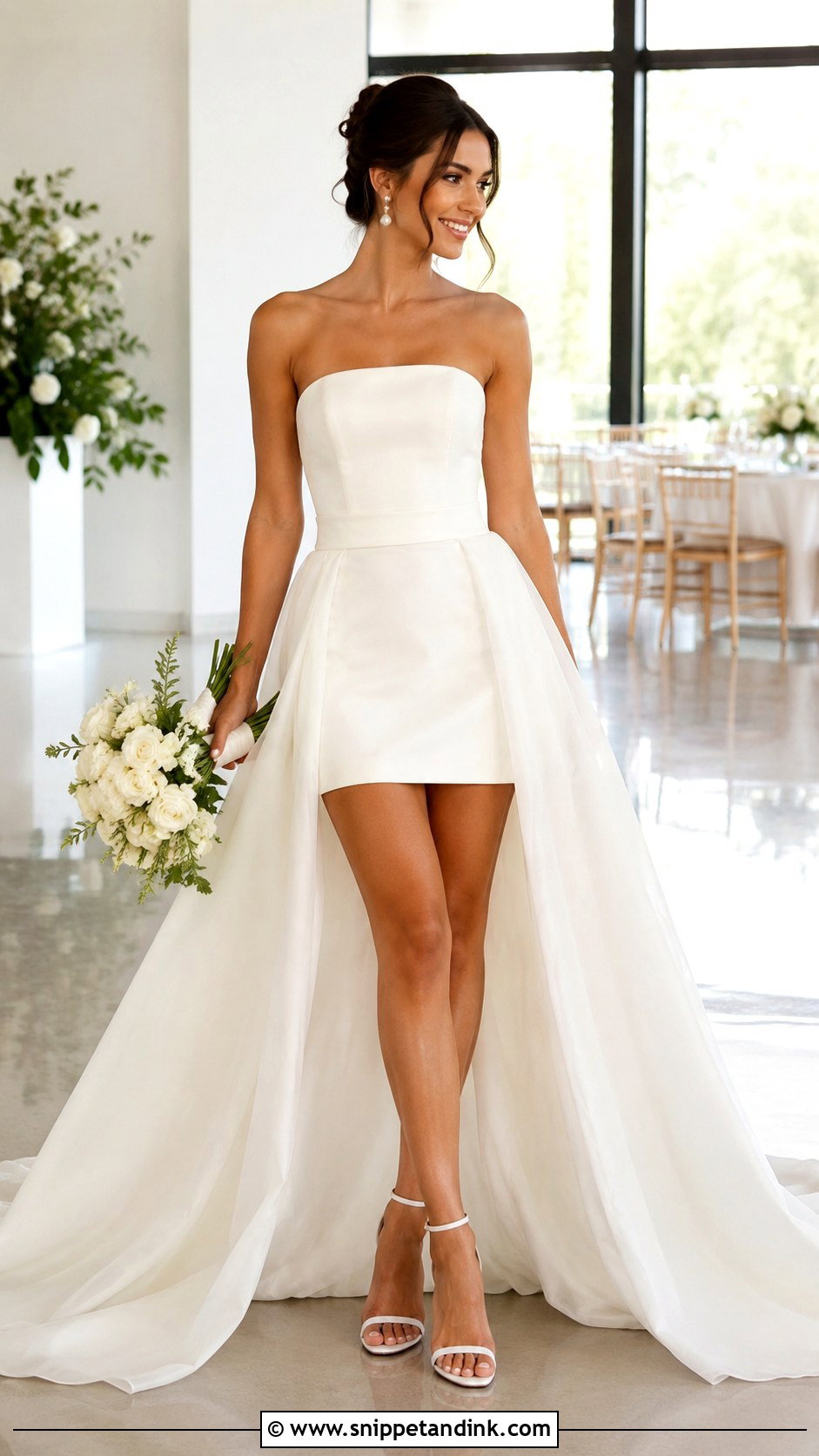 Short Bridal Dress With Detachable Train - Snippet and Ink - 25 Short Bridal Dresses