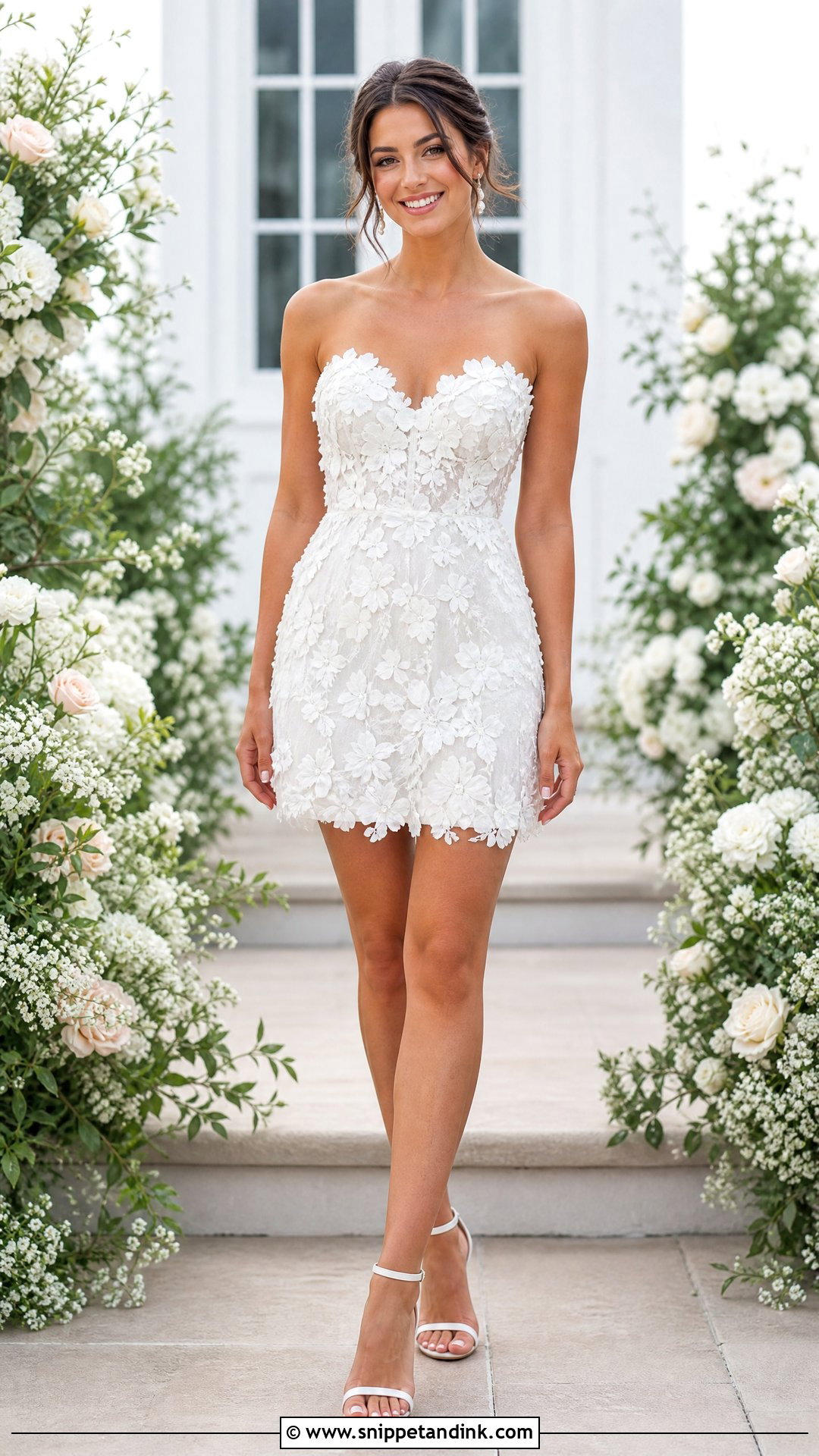 Short Bride Dress With Floral Applique - Snippet and Ink - 25 Short Bride Dresses