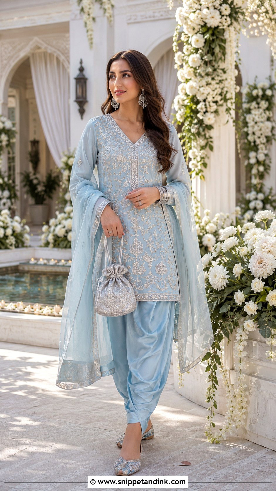Short Embroidered Kurta With Dhoti Pants - Snippet and Ink - 20 Dhoti Style Dresses for Wedding