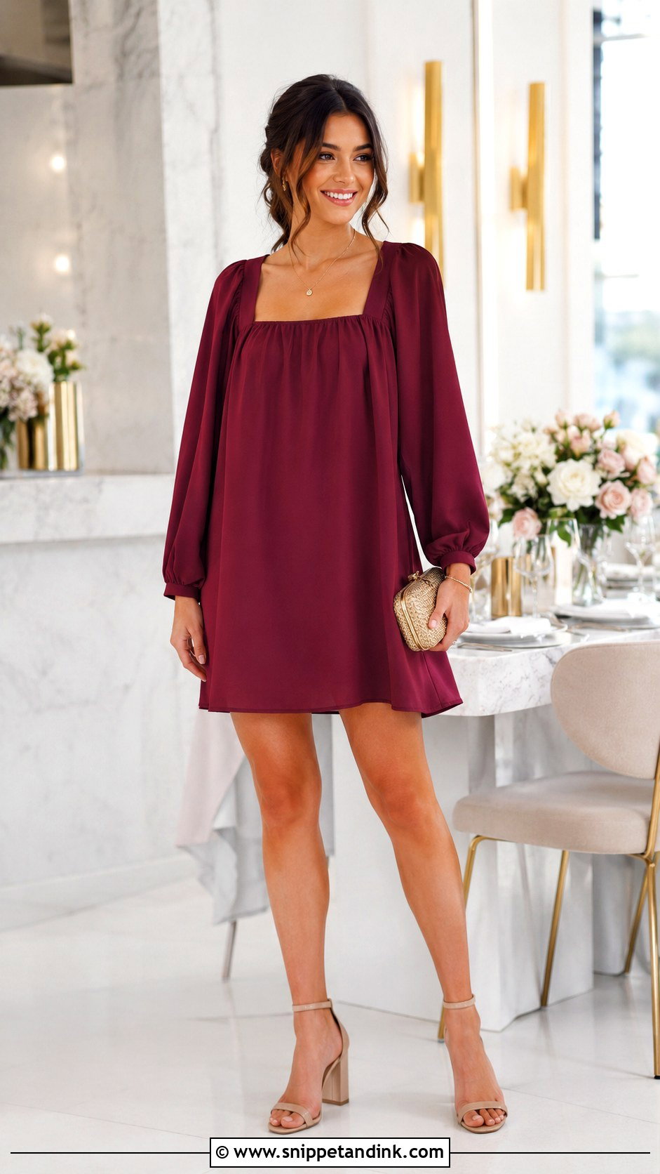 Short Free Gown With Square Neck And Heels - Snippet and Ink - 30 Short Free Gown Ideas