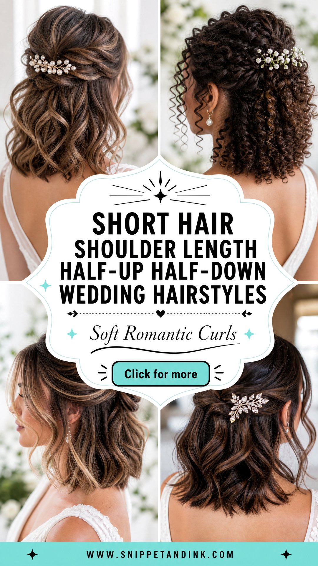 Short Hair Shoulder Length Half-Up Half-Down Wedding Hairstyles - Short Hair Shoulder Length Half-Up Half-Down Wedding Hairstyles
