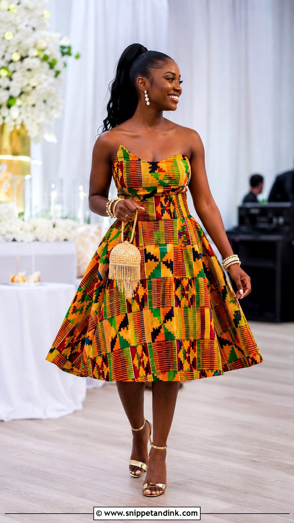 Short Kente Reception Wedding Dress - Snippet and Ink - 20 Ghanian Wedding Dress Ideas