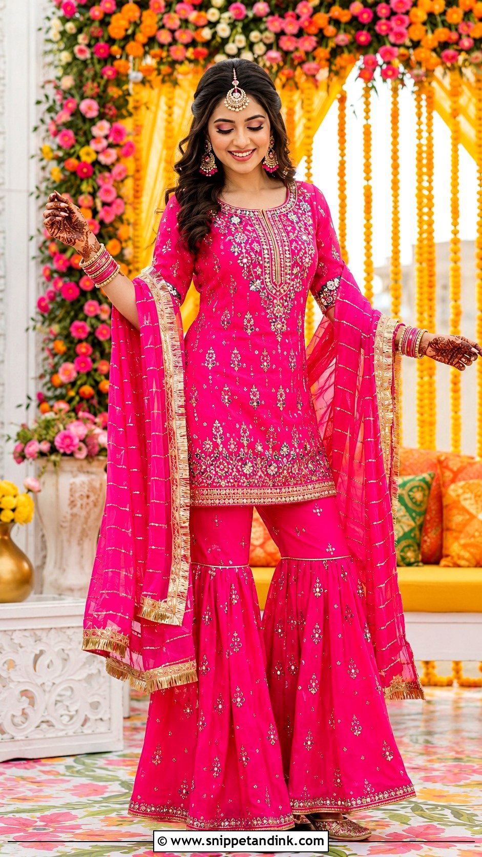 Short Kurti Bridal Mehndi Sharara - Snippet and Ink - 30 Bridal Mehndi Dresses Ideas
