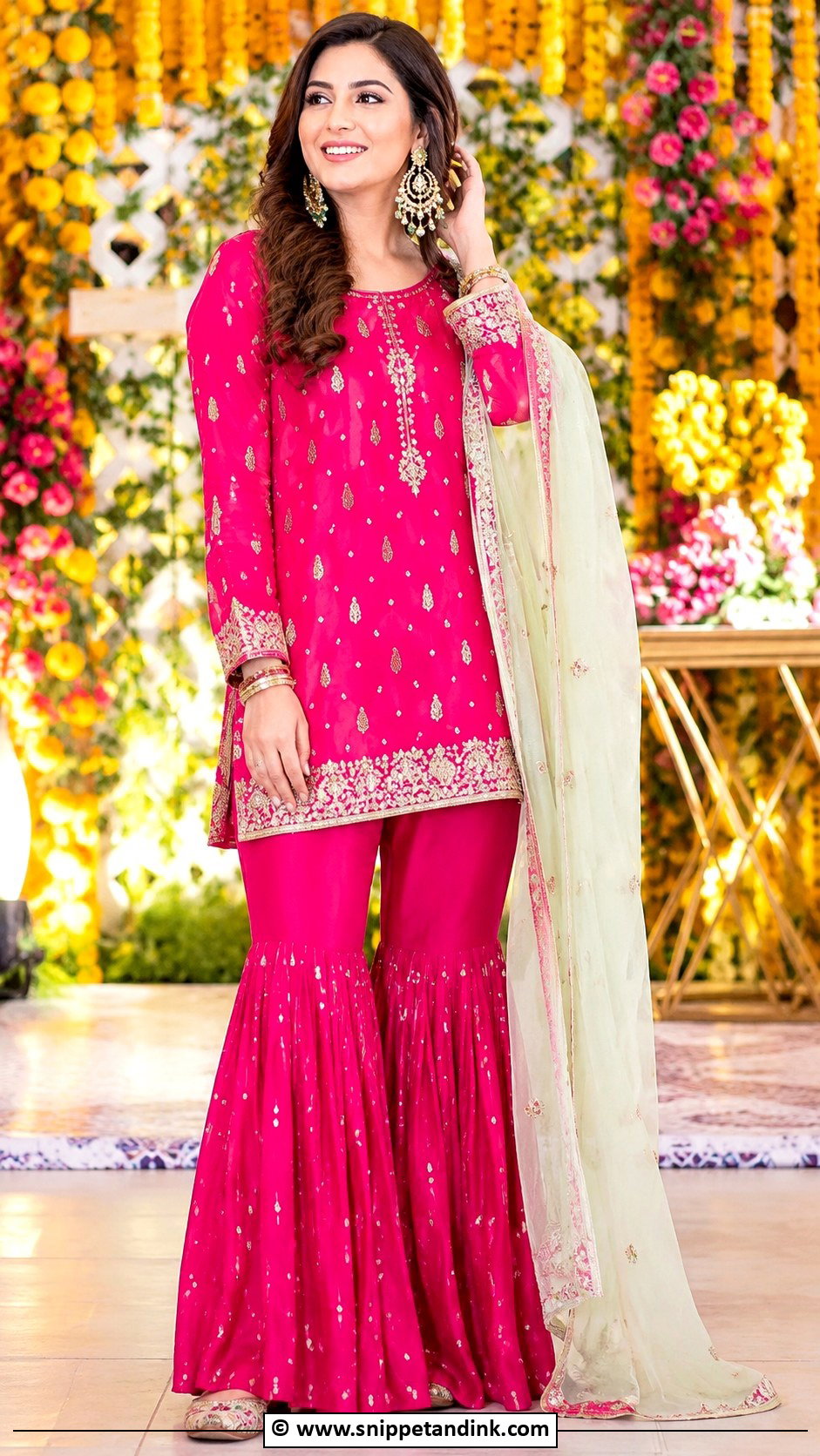 Short Kurti Mehandi Gharara - Snippet and Ink - 30 Mehandi Dress Ideas