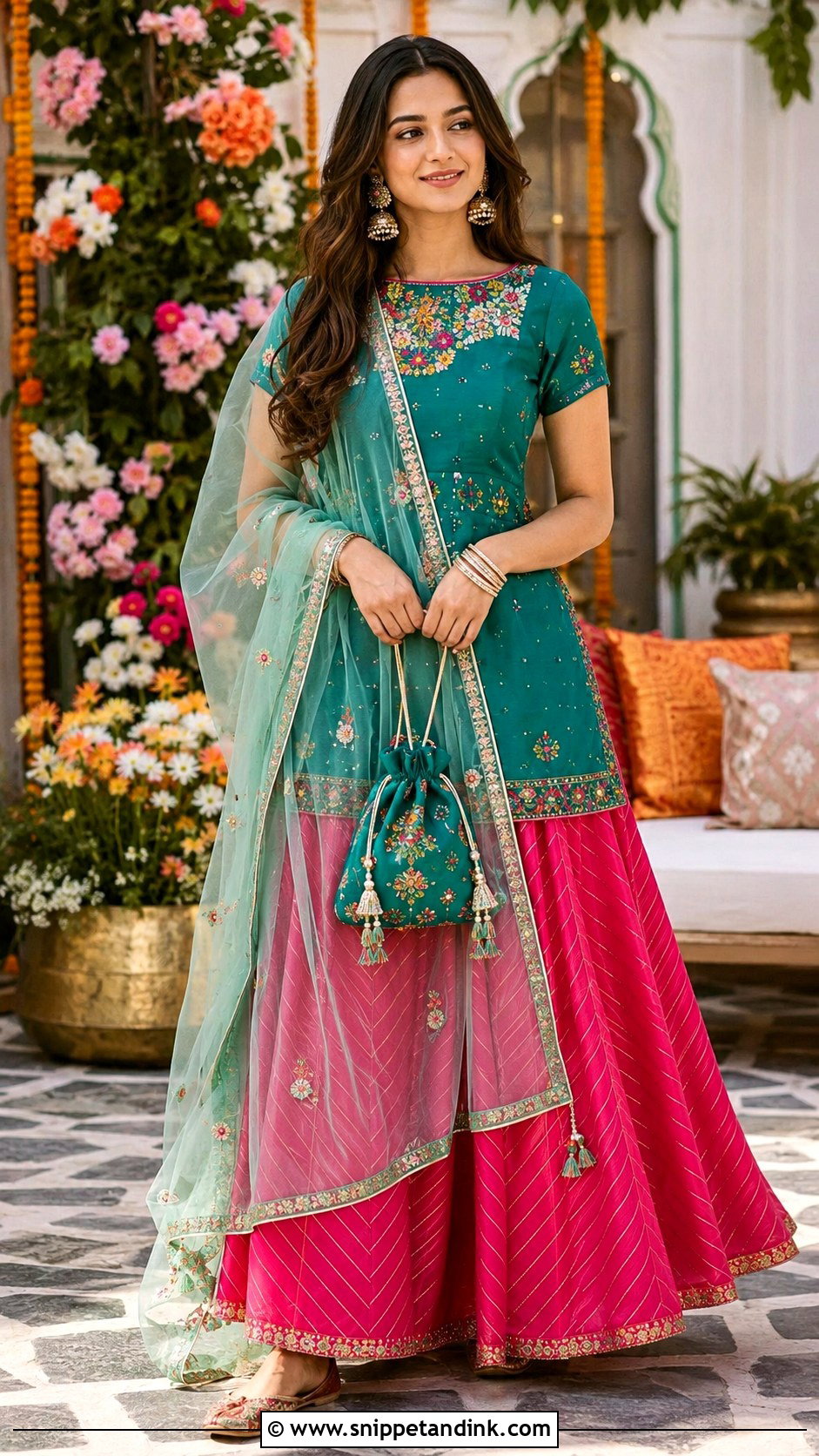 Short Kurti With Flared Skirt - Snippet and Ink - 20 Latest Kurti Designs for Wedding