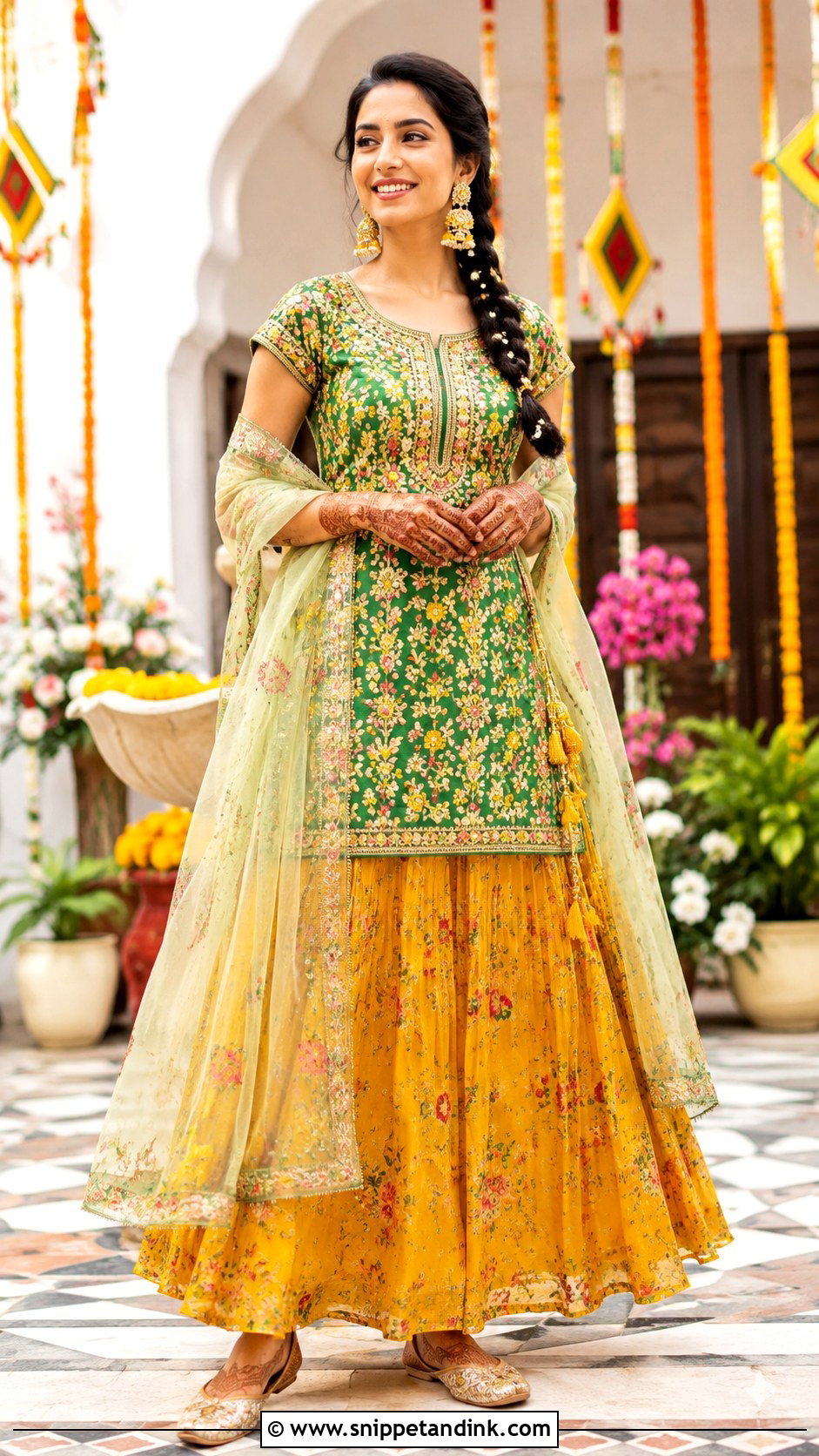 Short Kurti With Lehenga - Snippet and Ink - 25 Mehendi Outfit Ideas for Bride