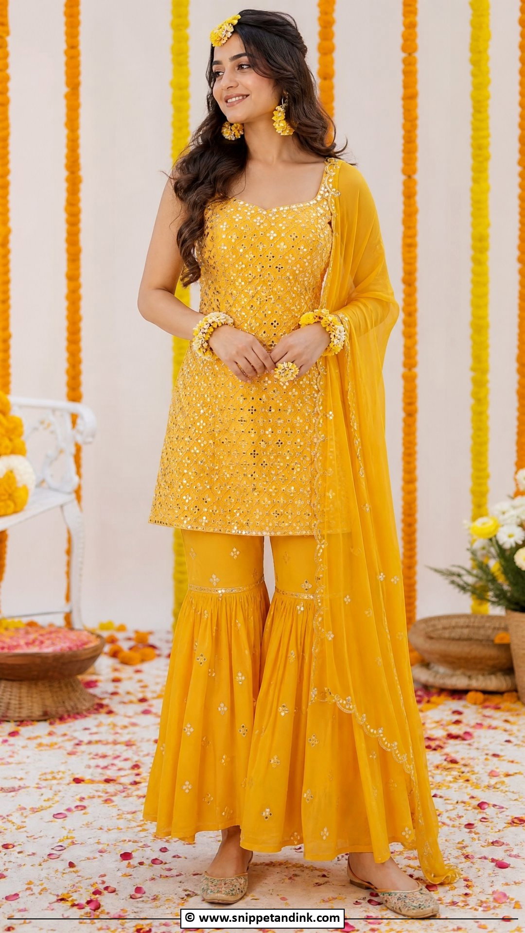 Short Kurti With Sharara For Haldi - Snippet and Ink - 35 Latest Haldi Outfits
