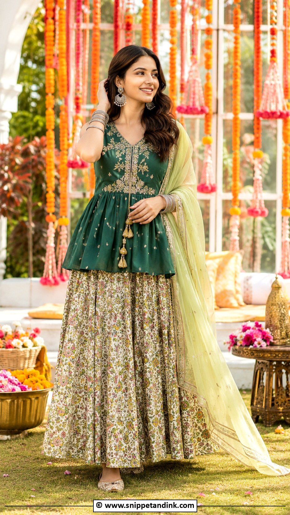 Short Kurti With Skirt For Mehendi - Snippet and Ink - 30 Mehendi Dress Ideas