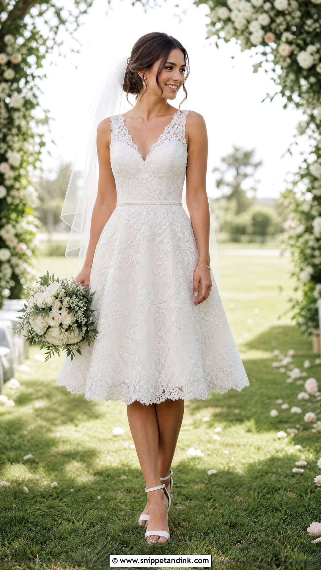 Short Lace Wedding Dress With A Line Skirt - Snippet and Ink - 25 Short Lace Wedding Dress Ideas