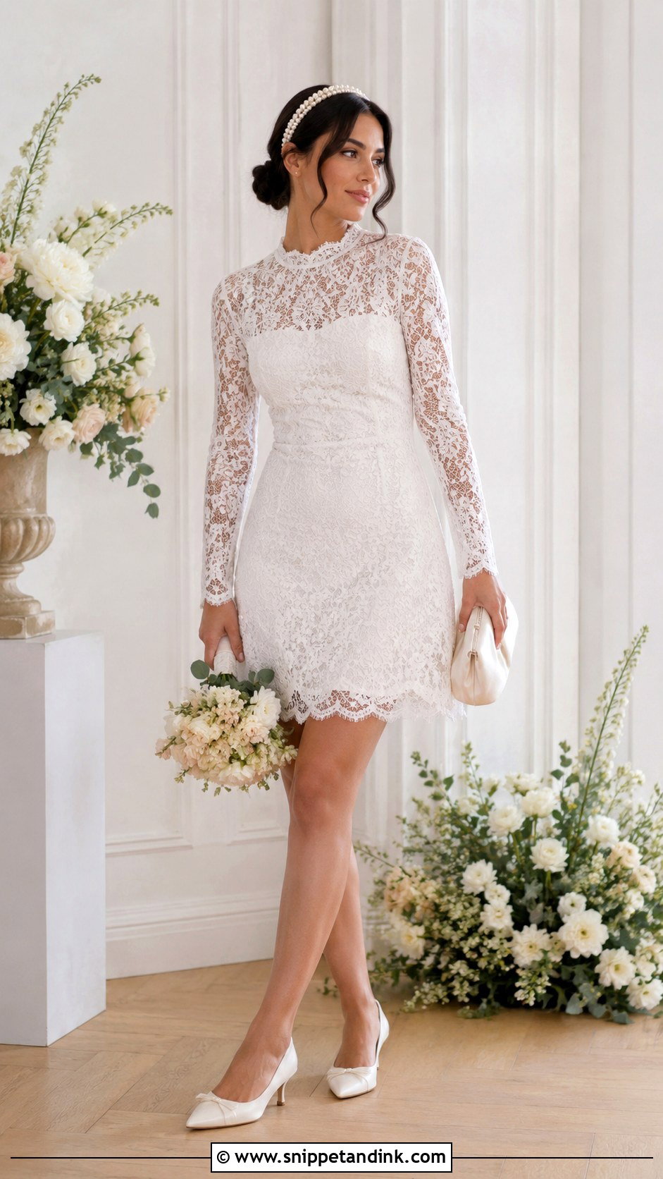 Short Lace Wedding Dress With Kitten Heels - Snippet and Ink - 25 Short Vintage Wedding Dress Ideas