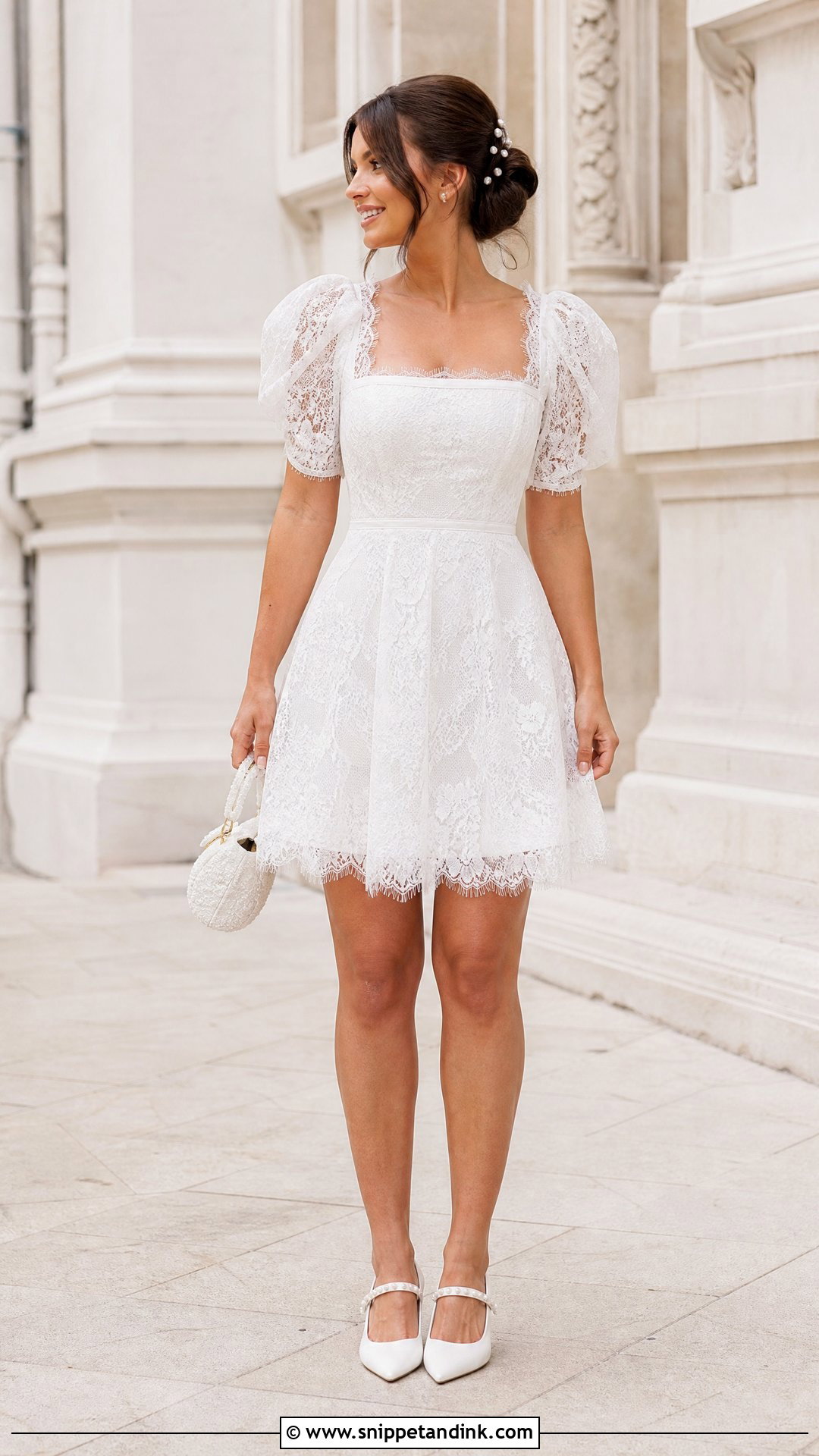 Short Lace Wedding Dress With Puff Sleeves - Snippet and Ink - 25 Short Lace Wedding Dress Ideas