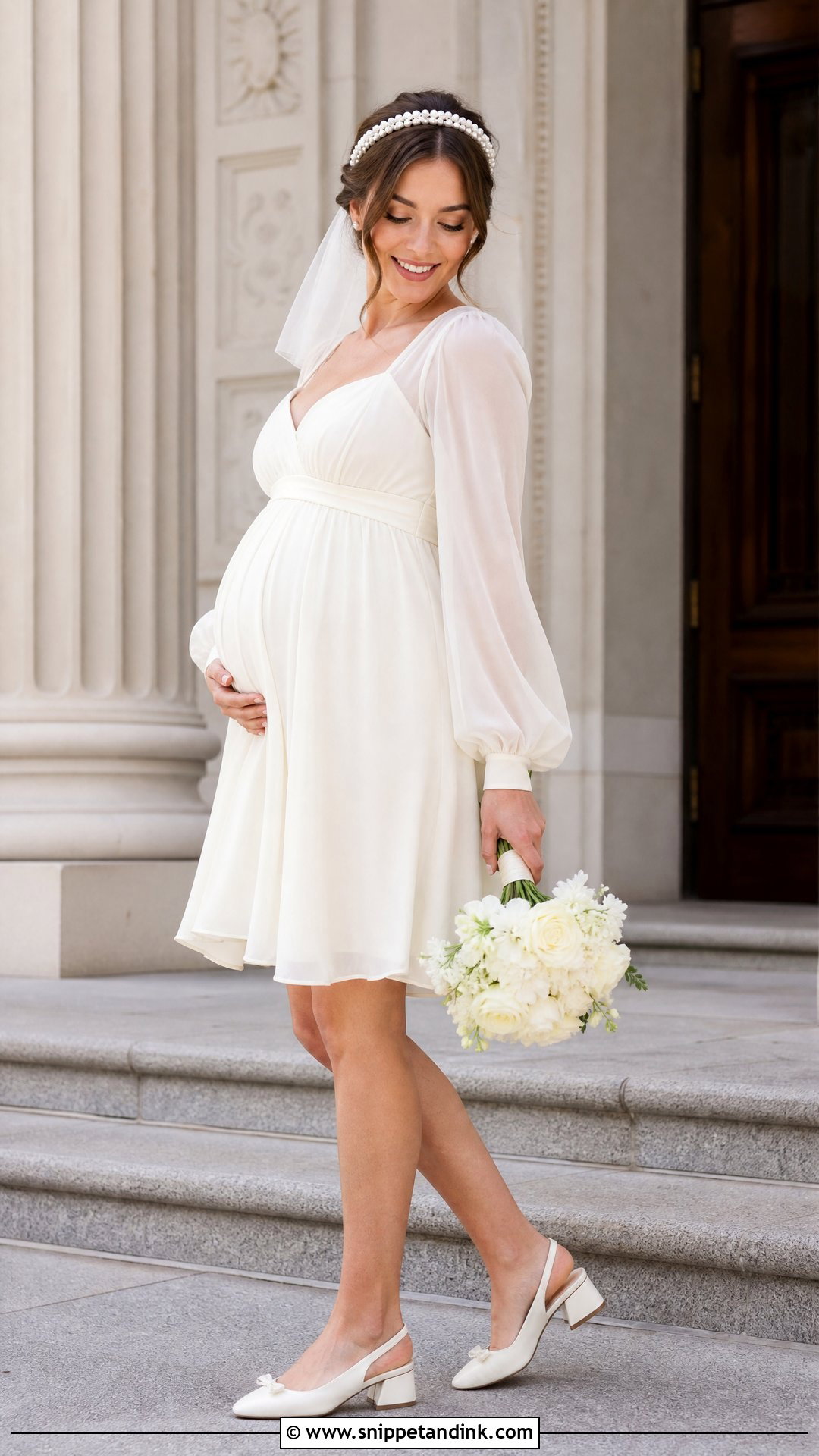 Short Maternity Bridal Gown - Snippet and Ink - 25 Maternity Bridal Gowns