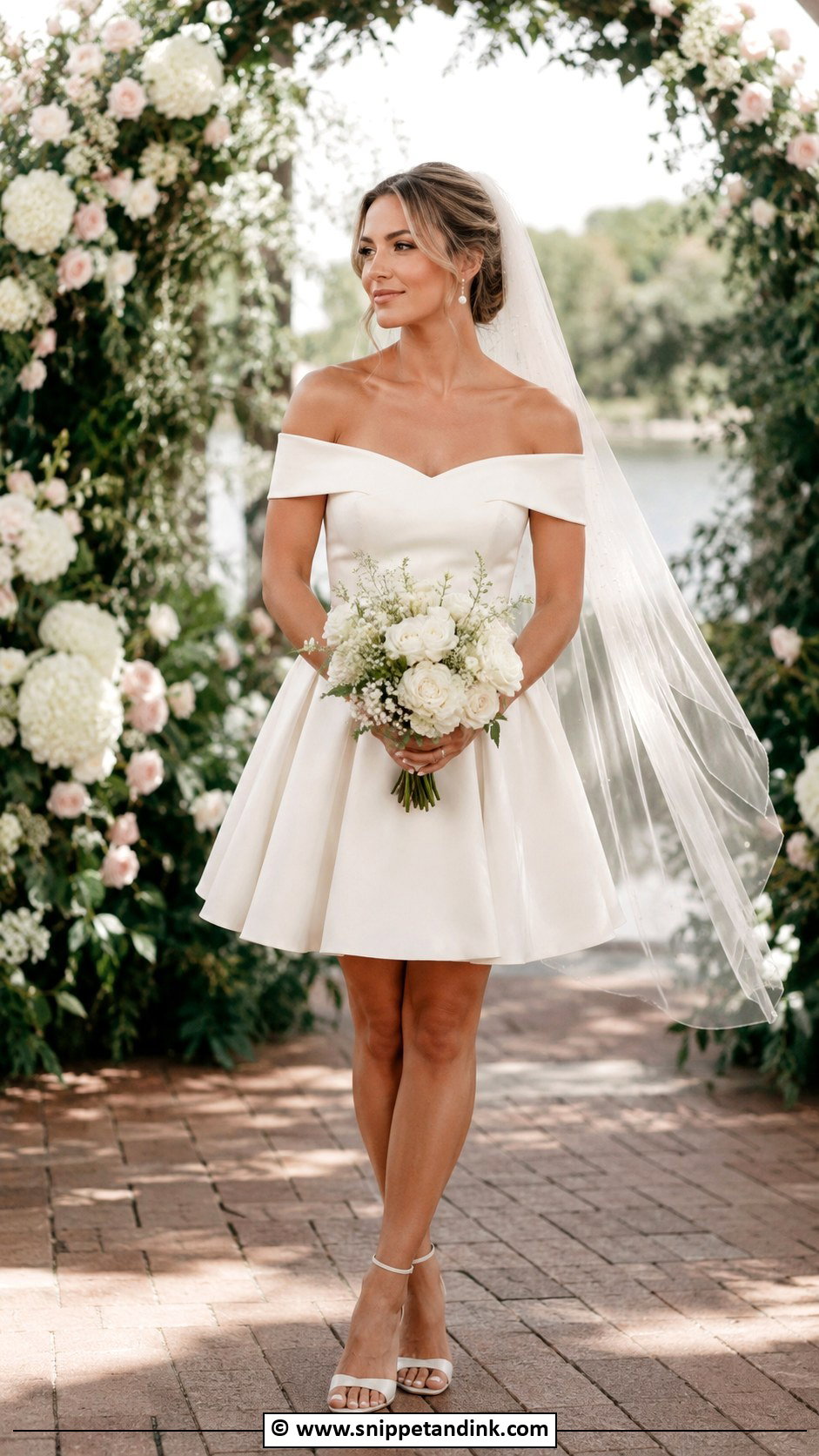 Short Off Shoulder Wedding Dress - Snippet and Ink - 30 Short Wedding Dresses